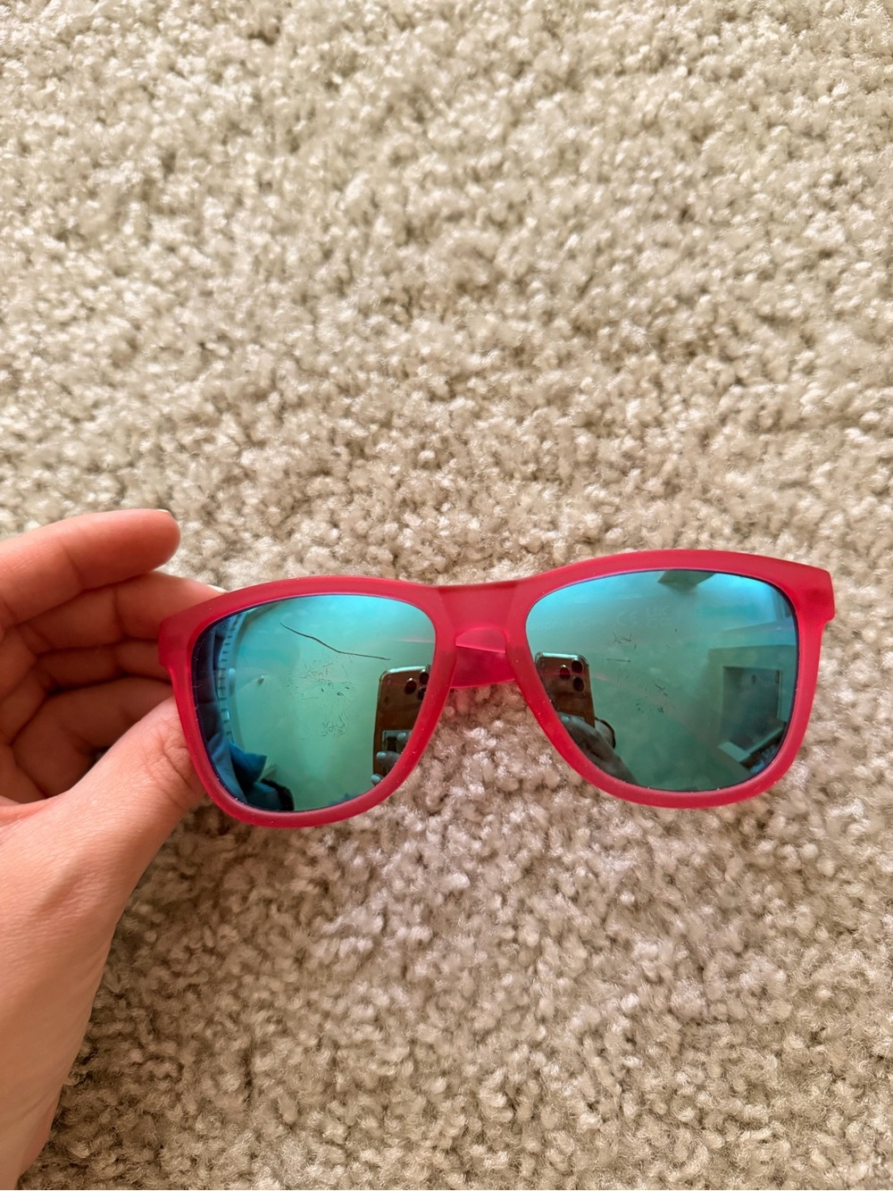 Pink Frame Blue Lens Women's Sunglasses